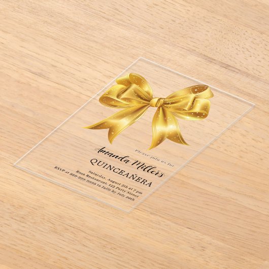 Gouden boog Quinceanera luxe helder Acryl Uitnodigingen (Laagn)