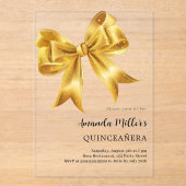 Gouden boog Quinceanera luxe helder Acryl Uitnodigingen (Voorkant)
