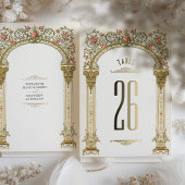  Gouden Boog & Roze Rozen Tafelnummer