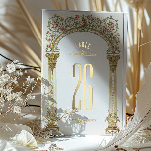  Gouden Boog & Roze Rozen Tafelnummer