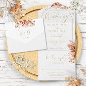 Gouden boog rustieke herfst Herfst bloemenbruiloft All In One Uitnodiging