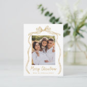  gouden boog vrolijke kerstfoto feestdagenkaart (Staand voorkant)