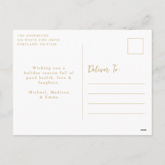  gouden boog vrolijke kerstfoto feestdagenkaart (Achterkant)