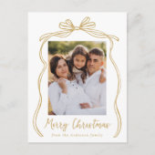  gouden boog vrolijke kerstfoto feestdagenkaart (Voorkant)