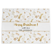 Gouden boog Wit Kerstmis Elegant Modern Groot Cadeauzakje (Voorkant)