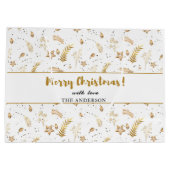 Gouden boog Wit Kerstmis Elegant Modern Groot Cadeauzakje (Achterkant)