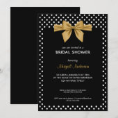 Gouden Boog Zwart en Wit Stippen Bruidsdouche  Kaart (Voorkant / Achterkant)