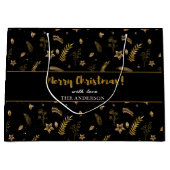 Gouden boog Zwart Kerstmis Elegant Modern Groot Cadeauzakje (Voorkant)