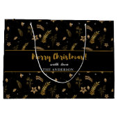 Gouden boog Zwart Kerstmis Elegant Modern Groot Cadeauzakje (Achterkant)