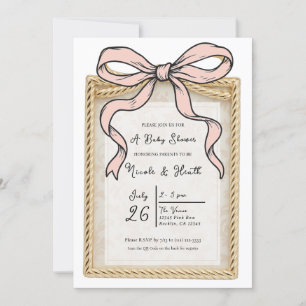 Gouden Boogframe Roze Lint Baby Shower Kaart
