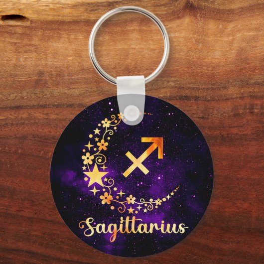 Gouden Boogschutter Zodiac Sleutelring Sleutelhanger (Voorkant)