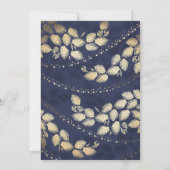 Gouden Boom Bladeren En Lichten | Navy Blue Weddin Kaart (Achterkant)