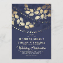 Gouden Boom Bladeren En Lichten | Navy Blue Weddin