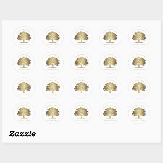 Gouden Boom des Levens (Eik) Ronde Sticker (Vel)