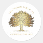 Gouden Boom des Levens (Eik) Ronde Sticker (Voorkant)