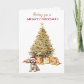 Gouden Boom Lhasa Apso Hond Kerst Kaart (Voorkant)
