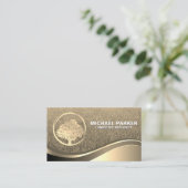 Gouden Boom Logo | Goud Metaalachtige Golf Visitekaartje (Staand voorkant)