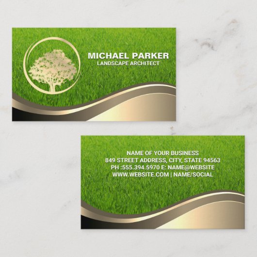 Gouden Boom Logo | Gras Visitekaartje (Voorkant / Achterkant)