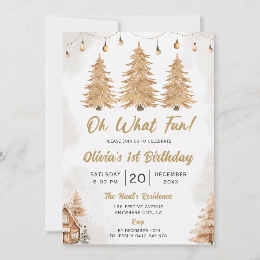 Gouden Boom Oh Wat een leuk kerstfeest Kaart (Voorkant)