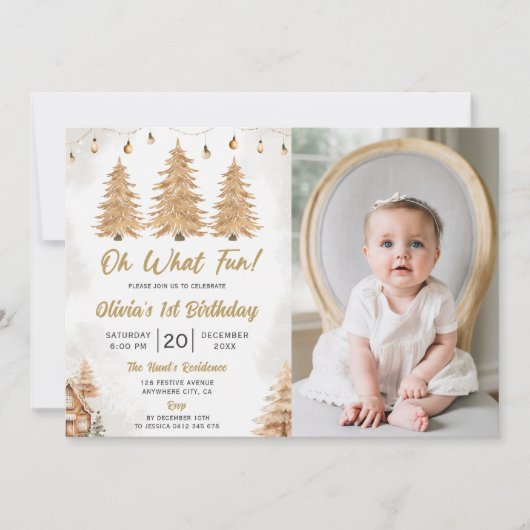 Gouden Boom Oh Wat een leuke Kerstmis Verjaardag F Kaart (Voorkant)