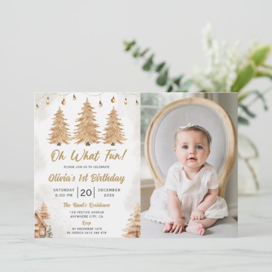 Gouden Boom Oh Wat een leuke Kerstmis Verjaardag F Kaart (Staand voorkant)