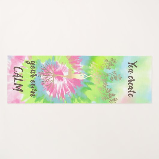 Gouden boom silhouet, kleurrijke regenboog stropda yogamat (Voorkant (horizontaal))