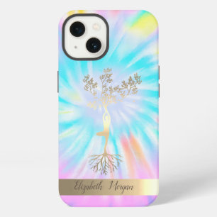 Gouden boom silhouet, Yoga-instructeur tie-dye iPhone 13 Hoesje