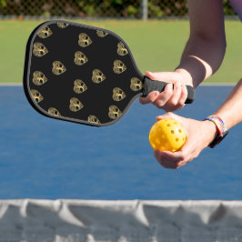 Gouden boom van het leven hart zwart patroon pickleball paddle