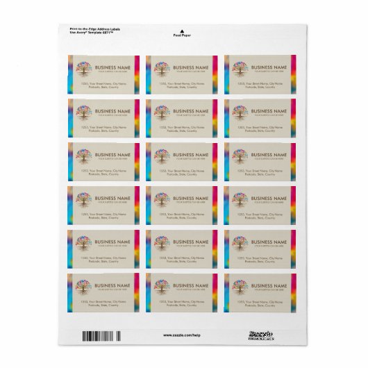 Gouden boom van het leven - kleurrijke bladeren etiket (Full Sheet)