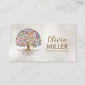 Gouden Boom van het Leven - Kleurrijke Bladeren Visitekaartje (Voorkant)