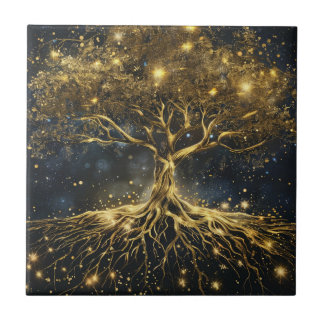 Gouden Boom van het Leven Oude Keramische Tegel Tegeltje