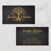 Gouden boom van het leven - Regenboogblad Chakra Visitekaartje (Voorkant / Achterkant)