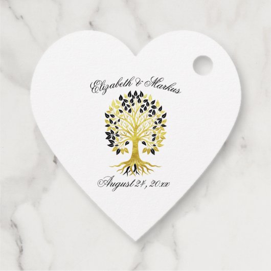 Gouden boom van het leven Tijdloze Sophisticated b Bedankjes Labels (Achterkant)