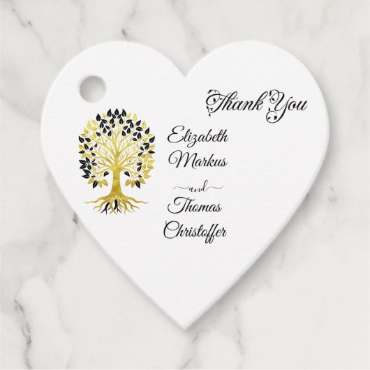 Gouden boom van het leven Tijdloze Sophisticated b Bedankjes Labels (Voorkant)