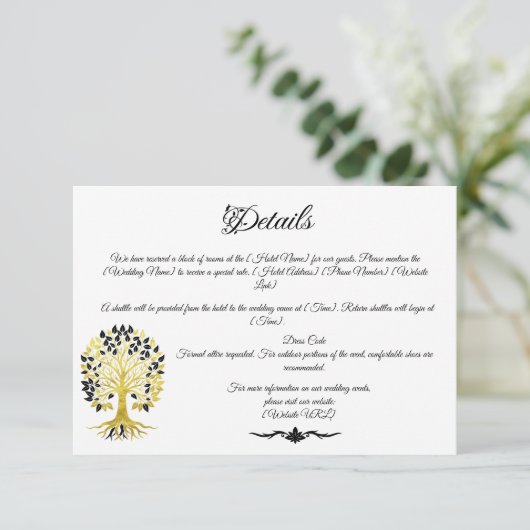 Gouden boom van het leven Tijdloze Sophisticated b Informatiekaartje (Staand voorkant)