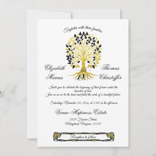 Gouden boom van het leven Tijdloze Sophisticated b Kaart (Voorkant)