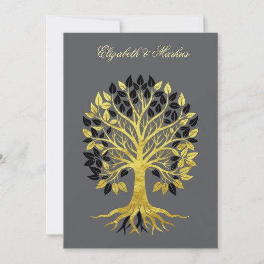 Gouden boom van het leven Tijdloze Sophisticated b Kaart (Achterkant)