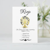 Gouden boom van het leven Tijdloze Sophisticated b RSVP Kaartje (Staand voorkant)