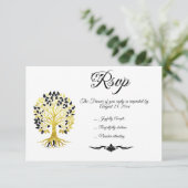 Gouden boom van het leven Tijdloze Sophisticated b RSVP Kaartje (Staand voorkant)