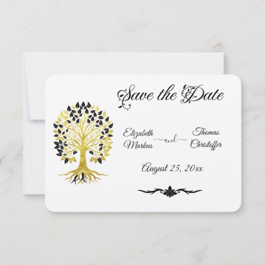 Gouden boom van het leven Tijdloze Sophisticated b Save The Date (Voorkant)