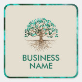 Gouden boom van het leven - Yggdrasil - Malachietb Vierkante Sticker (Voorkant)