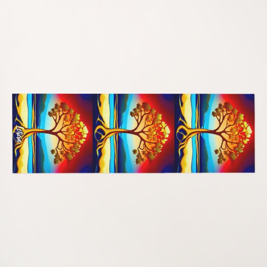 Gouden Boom van het Leven Yoga Mat (Achterkant (horizontaal))