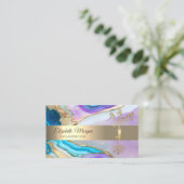 Gouden Boom Violet Blauwe Yoga Instructeur Visitekaartje (Staand voorkant)