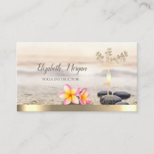 Gouden Boom Vrouwen Silhouet,Bloemen,Yoga Visitekaartje