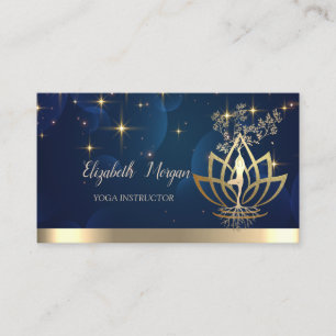 Gouden Boom Vrouwen Silhouet,Lotus,Yoga Instructeu Visitekaartje