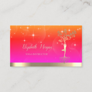 Gouden Boom Vrouwen Silhouet, Ombre Yoga Instructe Visitekaartje