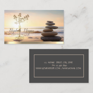 Gouden Boom Vrouwen Silhouet, Zen Stones Sunrise Visitekaartje