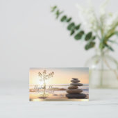 Gouden Boom Vrouwen Silhouet, Zen Stones Sunrise Visitekaartje (Staand voorkant)