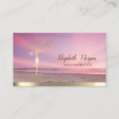 Gouden Boom Vrouwen Silhouet, Zen Sunset Beach Visitekaartje (Voorkant)