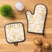 Gouden Boomstam Barsten Ovenwant & Pannenlap Set (Top down)